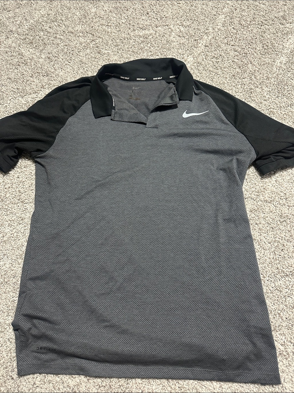 Nike Gray and Black Short-Sleeve Polo